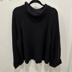 Leith Black Turtleneck/Mock Neck Sweater with Bell Sleeves